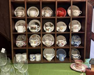 Cup & saucer collection with wall hanging display