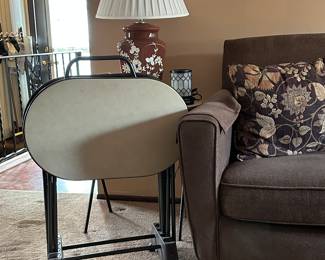 MCM 5-Piece Cosco Metal TV Trays w/ Vinyl Tops on Rolling Cart