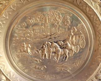 Large vintage brass charger decor