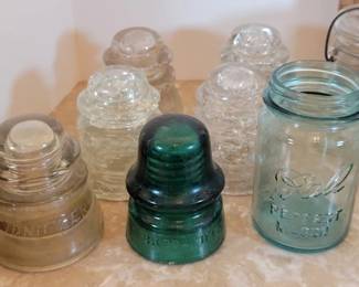 Vintage Ball jars and insulators
