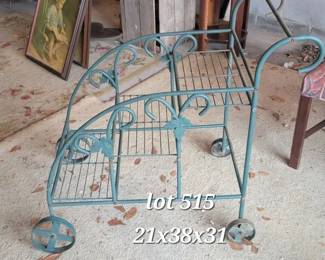 Metal garden cart-style plant stand