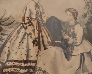 Antique framed fashion prints