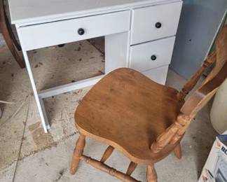 White painted desk and wooden chair