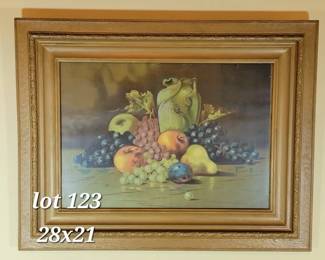 Antique wood framed fruit print
