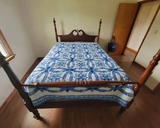 Walnut queen bed mattress and box spring