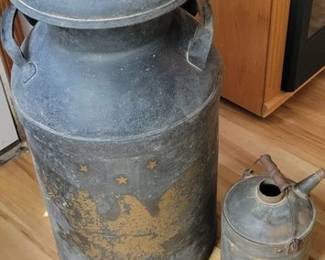 Vintage milk can and gas can