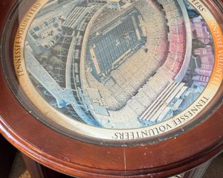 Round coffee table with Tennessee stadium top