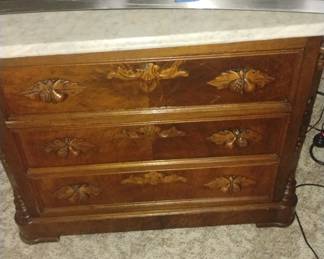 MARBLE TOP ANTIQUE CHEST