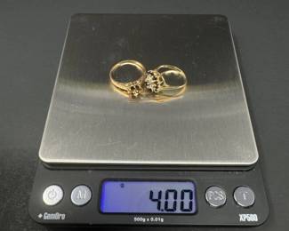 31 Antique10KGoldRings4gDarkBlueStoneDiamondLikeAccent