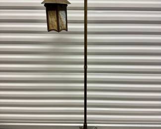17 AntiqueSlagGlassFloorLamp52TallwOrnateMetalBase