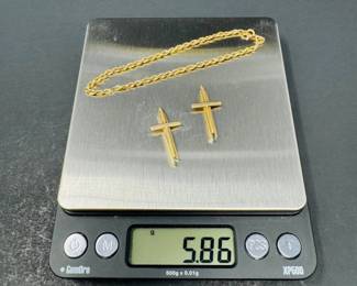 103 14KGoldBracelet2MidCenturyCrossPendants586Grams