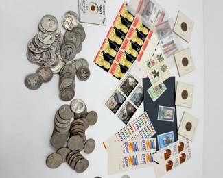 117 MixedUSCoinStampCollectionSilverQuartersBicentennialMore