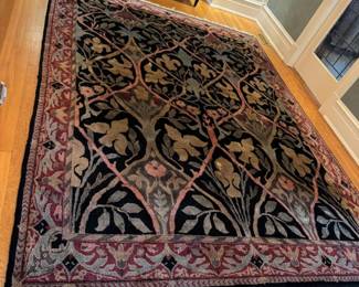 25 VeryLargeHandKnottedWoolAreaRug97WideFloralVinePattern