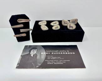 69 MaryZuckerbrodSignedMCMSterlingJewelryLotCufflinksPinsTies
