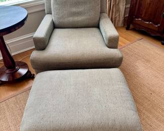 24 LeeIndustriesGreenCorduroyLoungeChairOttoman34W32D