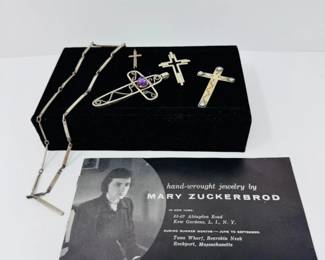 78 MaryZuckerbrodMidCenturySterlingCrossesAmethystMoonstone