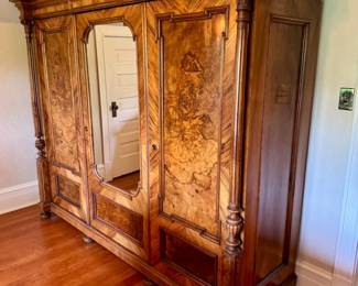 48 DisassembledFlatPackedMassiveAntiqueBurlwoodArmoirewMirror