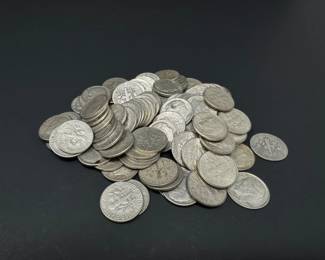 74 RooseveltDimes90SilverLotApprox100PcsPre1965USCoins