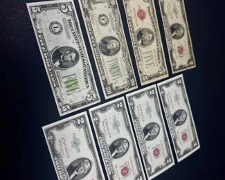 54 VintageUSCurrencyLotRedBlueSeal2520Bills
