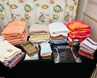 Neat idea, storing the towels next to the shower.