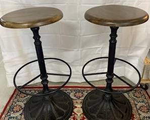 Pair 30" Iron Base Bar Stools
