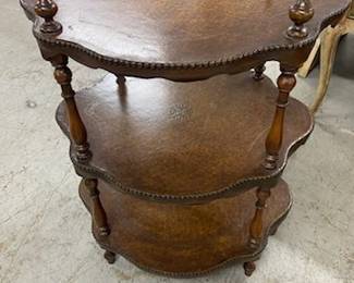 3 Tier Leather Table- Theodore Alexander
