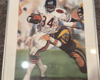 Walter Payton watercolor by Daniel M Smith, with COA
