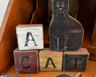 Wooden cat & blocks