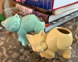 Vintage McCoy cat planters, small
