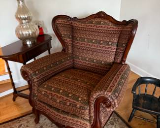 Walter E Smithe Upholstered Wingback Chairs, 2