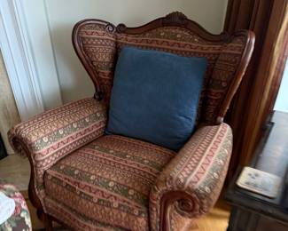 Walter E Smithe upholstered wingback chairs, 2