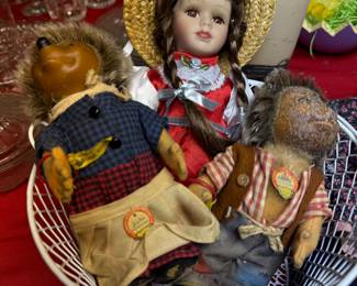 Vintage Steiff hedgehog dolls