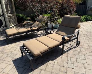 Wrought iron chaise lounges, 2