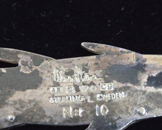 Nilsson Wiwen Sterling fish pin No. 10