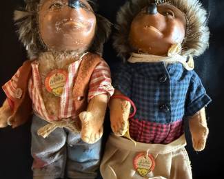 vintage Steiff Mecki & Micki hedgehog dolls Germany