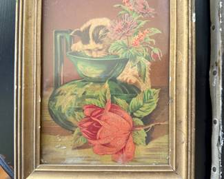 vintage/antique 5x7 still life with cat