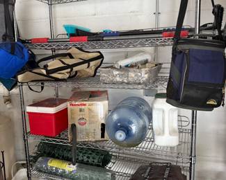 metal rack; misc. garage
