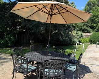 Wrought iron patio table & 6 chairs
