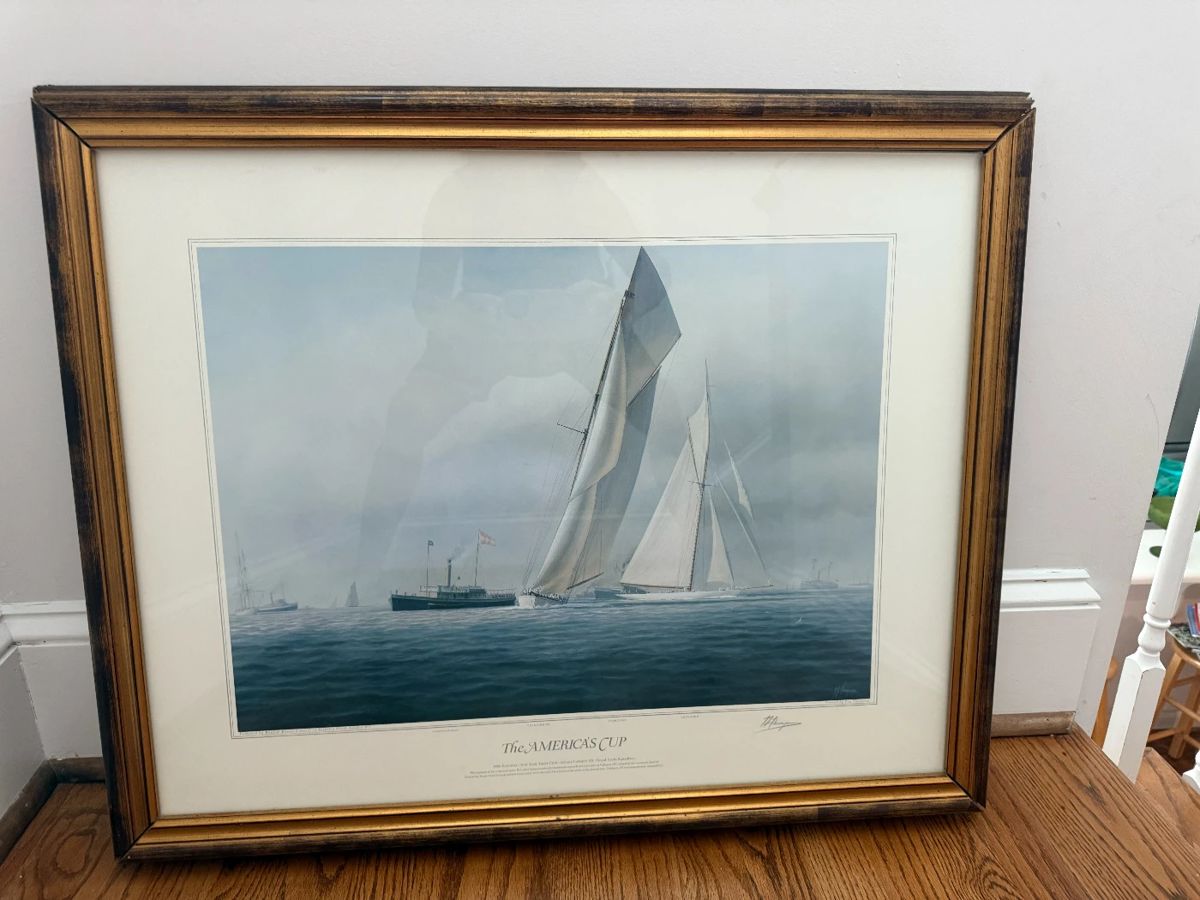 Americas Cup print, Uniquely framed by artisans
