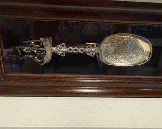 English nautical theme spoon, sterling silver