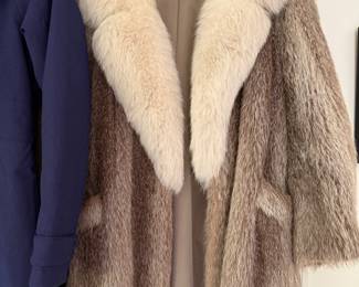 Nutria fur coat with fox collar