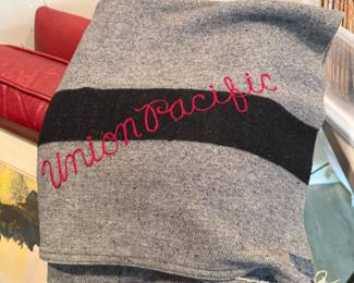 Union Pacific RR sleeping car embroidered blanket