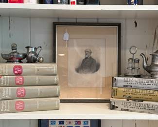Engraving, RE Lee, N&W RR silver plated dining items, 3 vols Lee's Lieutenants, 4 vols Douglass Southall Freeman's RE Lee.