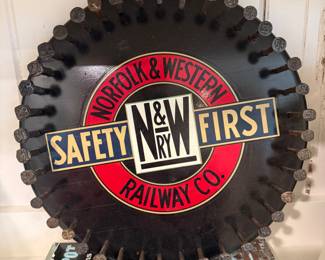 N&W sign with numbered RR nails