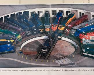 Color photograph of N&W train engines