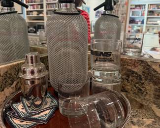 Vintage bar items, NS highball glasses