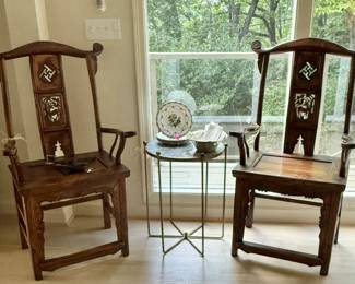 Chinese tall chairs, contemporary marble table