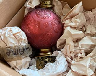 Victorian cranberry glass light fixture