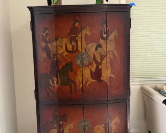 TV console, pheasant figurines