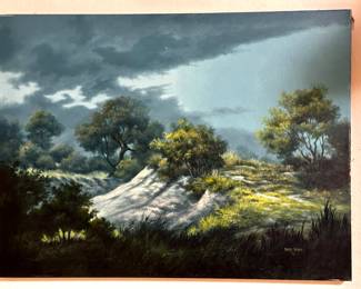 Original Sonny Timme, Oil on Canvas. Depicts a setting in Goliad.